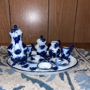 Blue and White Floral Tea Set